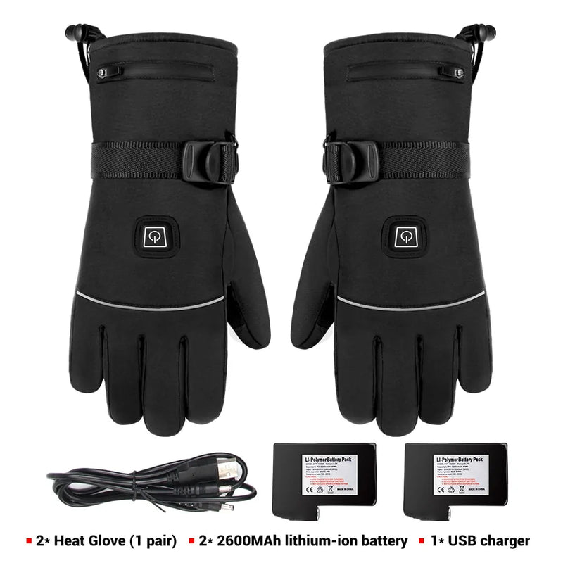 Waterproof Heated Motorcycle Gloves with charger and badges 