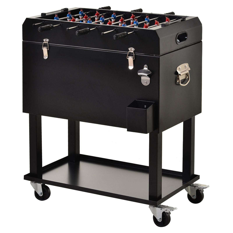 Outsunny 68QT Patio Cooler Ice Chest with Foosball Table Top
